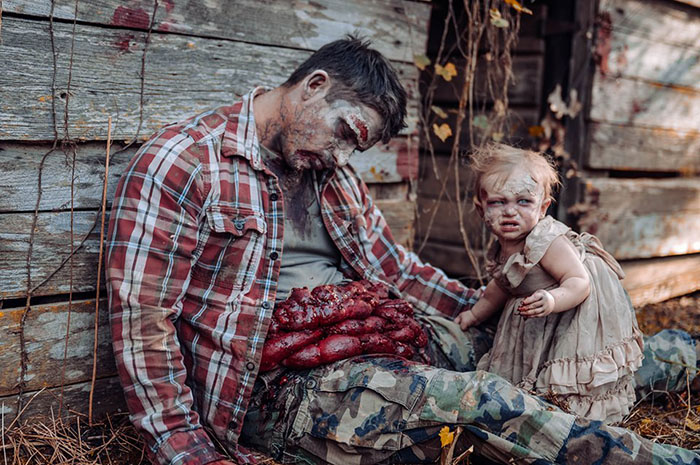 father daughter zombie photo shoot