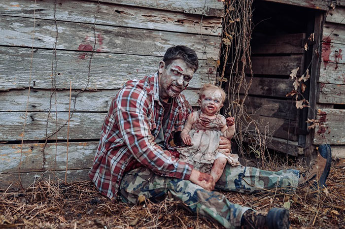 father daughter zombie photo shoot