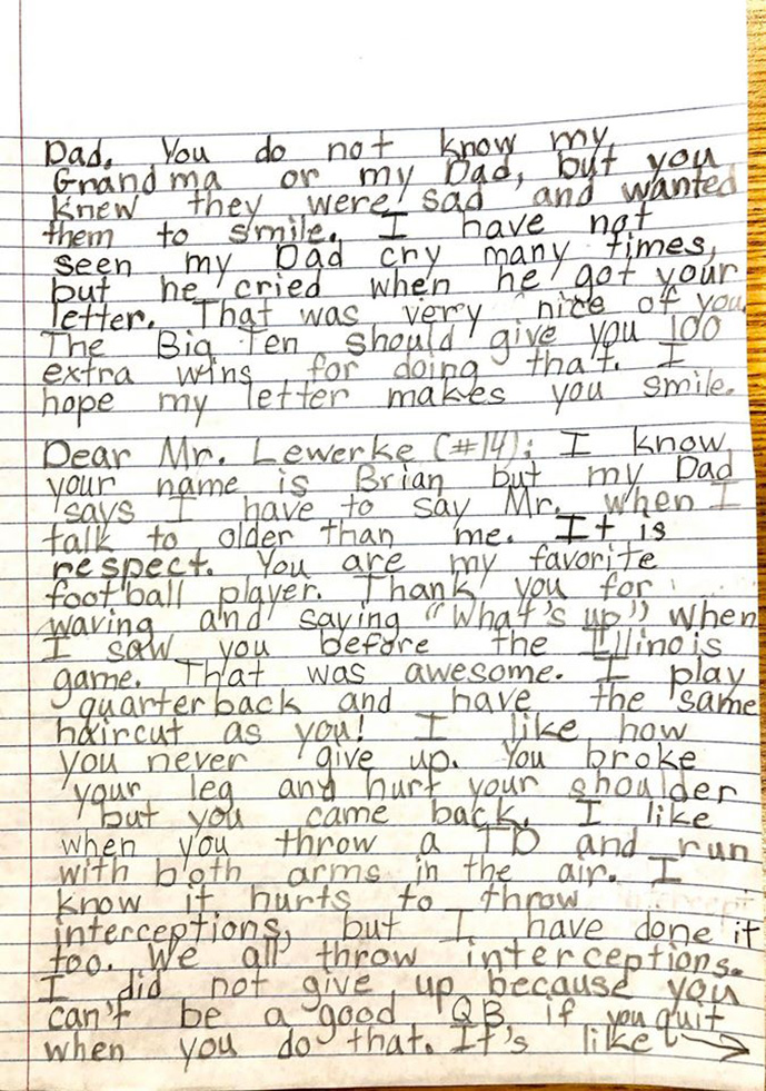 9 year old writes letter to MSU football