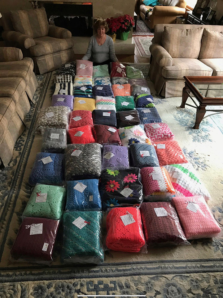 woman crochets 45 blankets for sick children