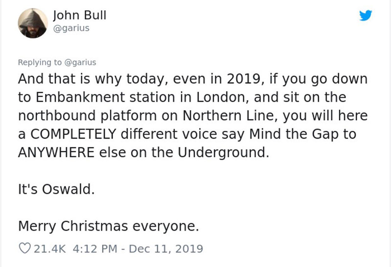 voice at embankment tube station oswald