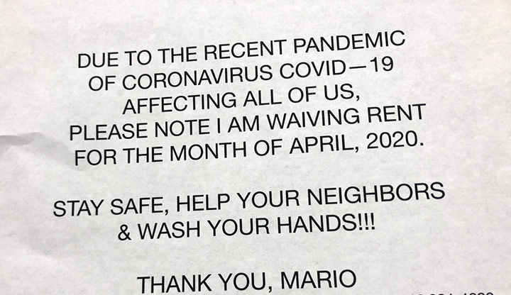 ny landlord cancels rent april