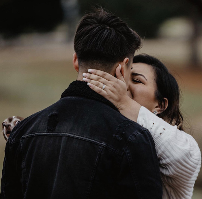 dog face owner engagement photo