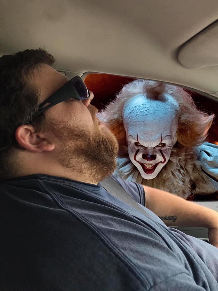 wife asks photoshop help husband asleep on road trip