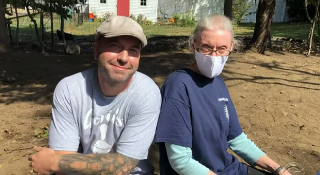 electrician helps fix elderly woman home