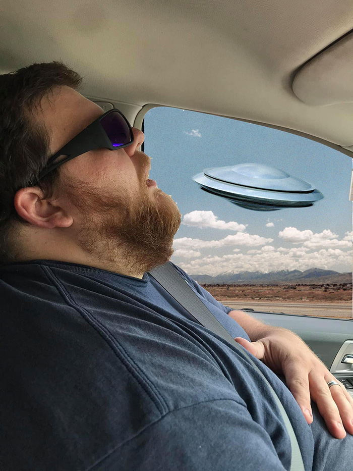 wife asks photoshop help husband asleep on road trip