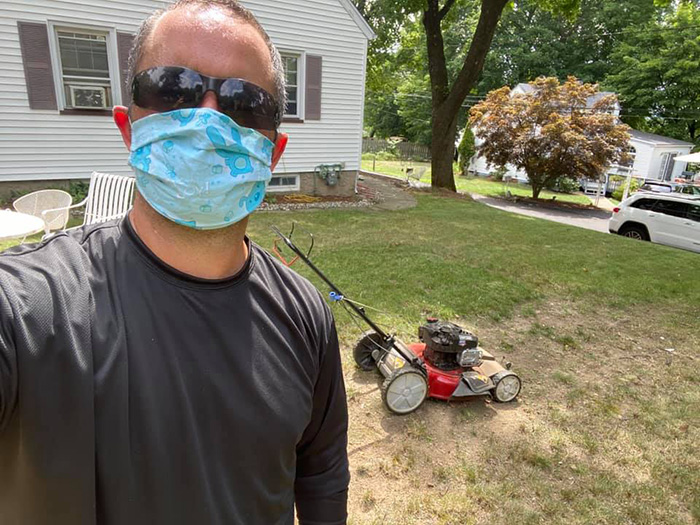 man mows lawns free for seniors