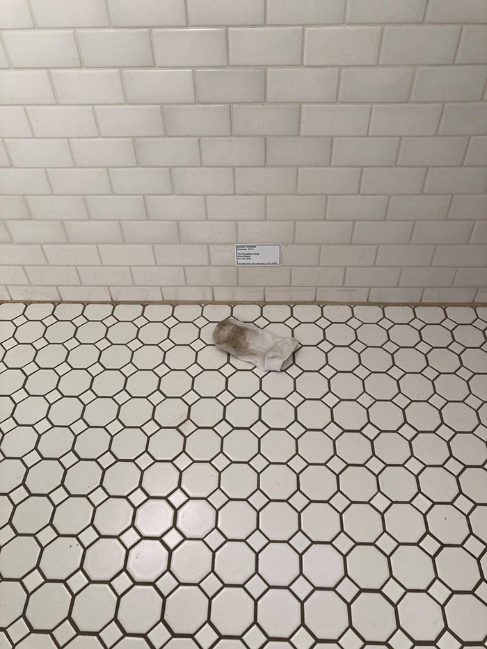 forgotten sock in bathroom