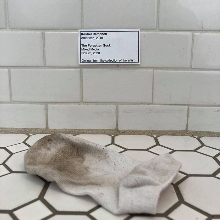 forgotten sock in bathroom