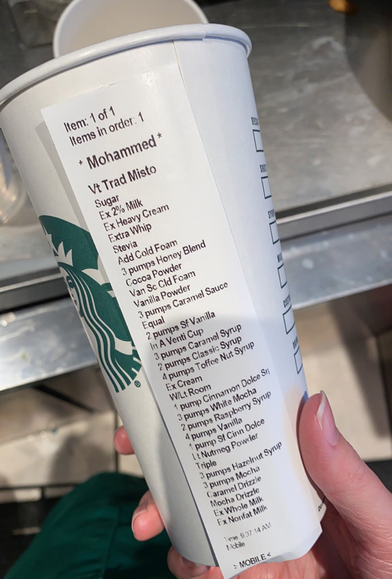 crazy complicated starbucks orders