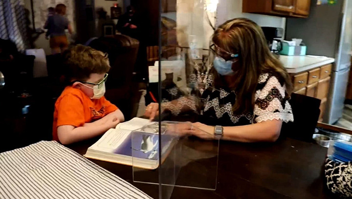 teacher barb heim visits boy with cancer