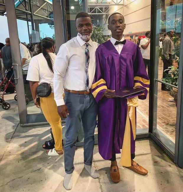 teacher gives student his own shoes graduation