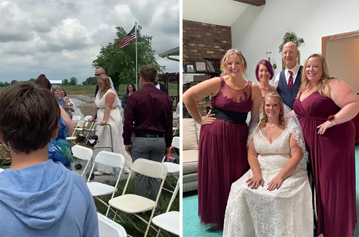 paralyzed bride walks down aisle