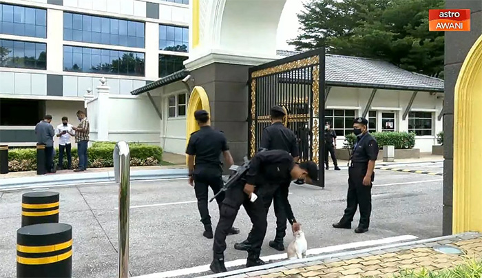 police officer pets cat Malaysia