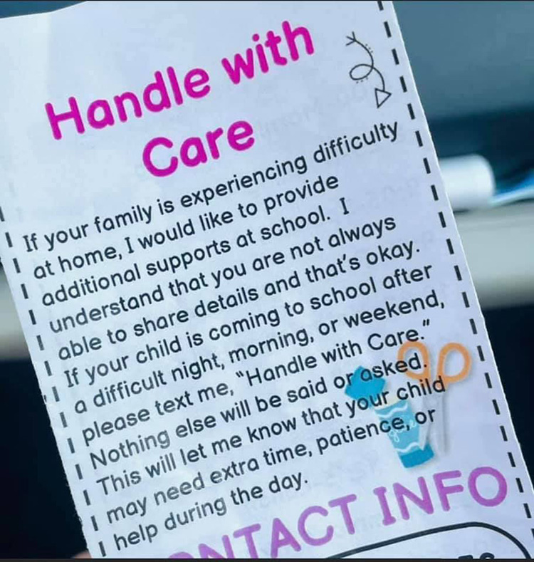 handle with care teacher note