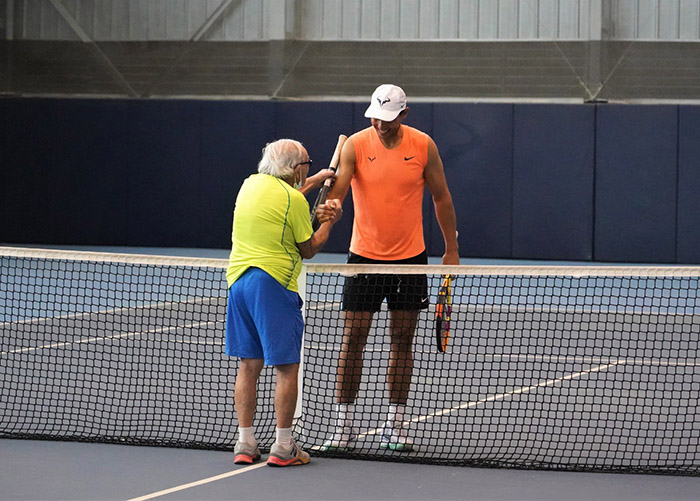 Nadal plays tennis with 97 year old fan