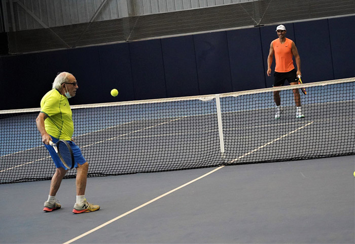 Nadal plays tennis with 97 year old fan