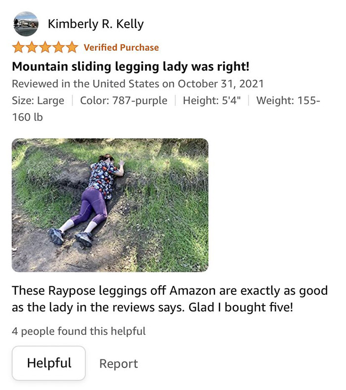 legging review woman falling down mountain