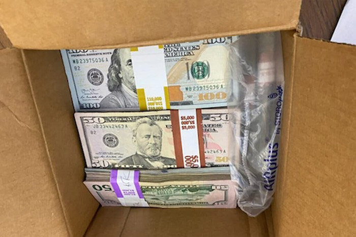 box of cash sent to college