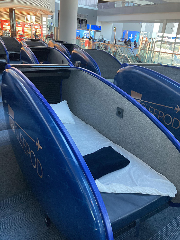 sleep pods in airport