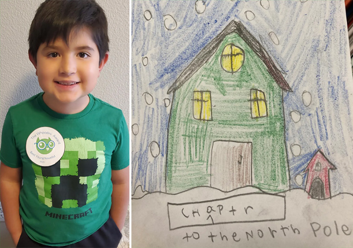 kid sneaks his own book into library