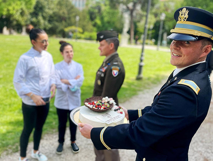US army birthday cake Italian woman