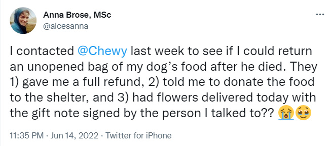 Chewy act of kindness