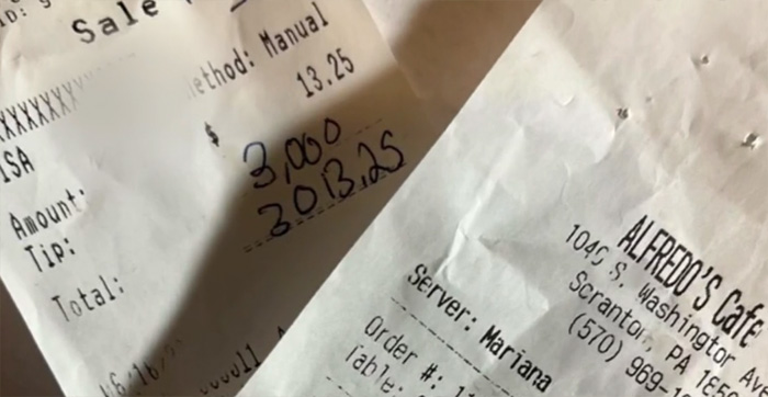 Man Leaves $3K Tip For Waitress At Alfredo's Pizza In Scranton
