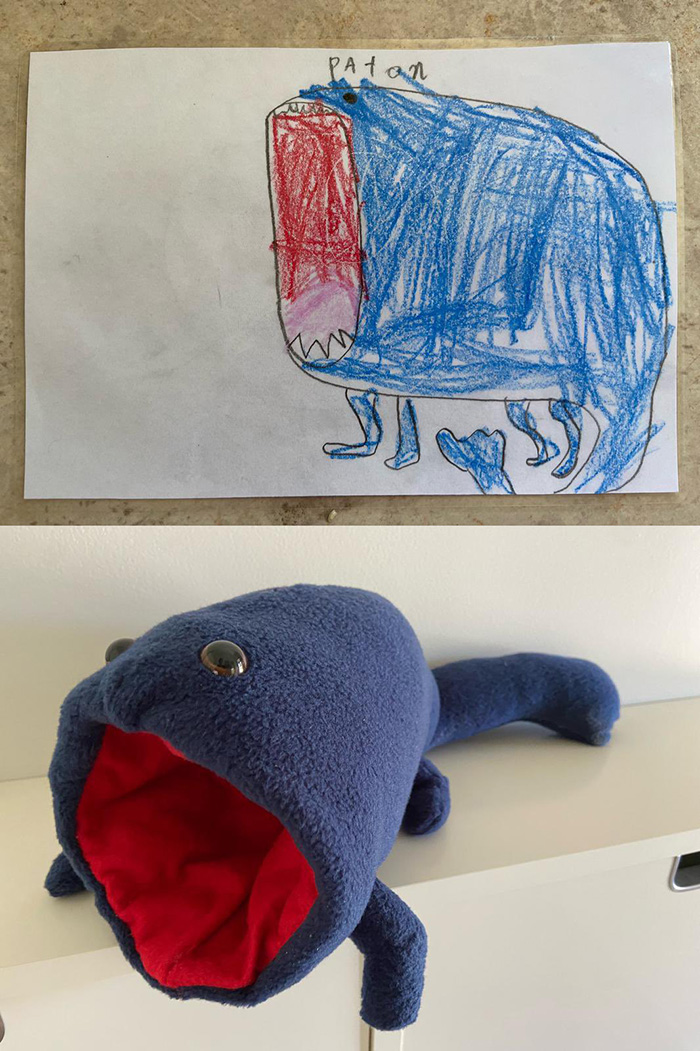 teacher turns kid drawings into stuffed animals