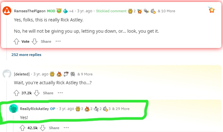 Reddit's top post of 2020 was a Rick Astley photo, posted by Rick