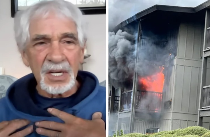 grandpa saves woman from burning hotel