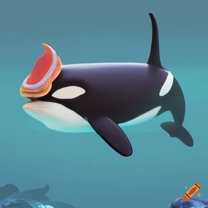orcas wearing salmon hats