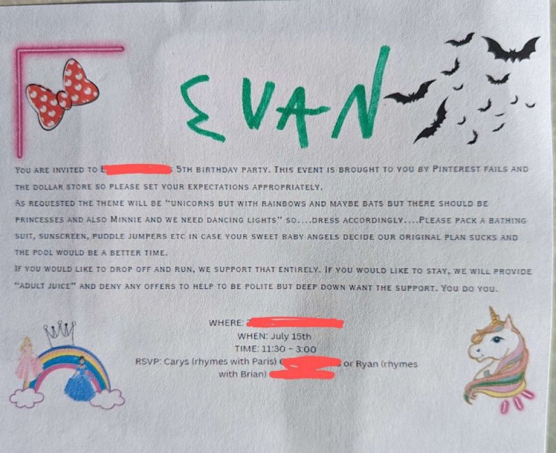hilarious birthday party invite for kids