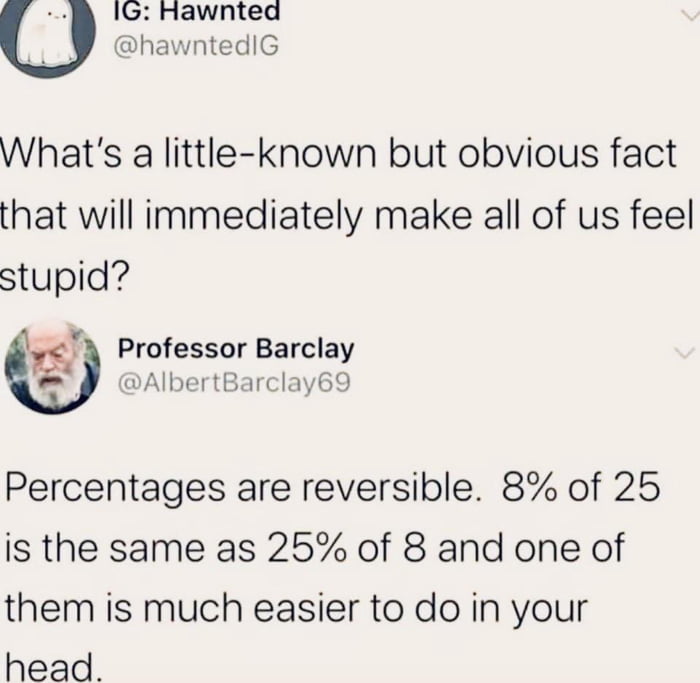 percentages are reversible 
