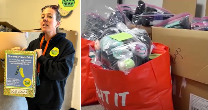 laundromat donates 900 pairs of socks