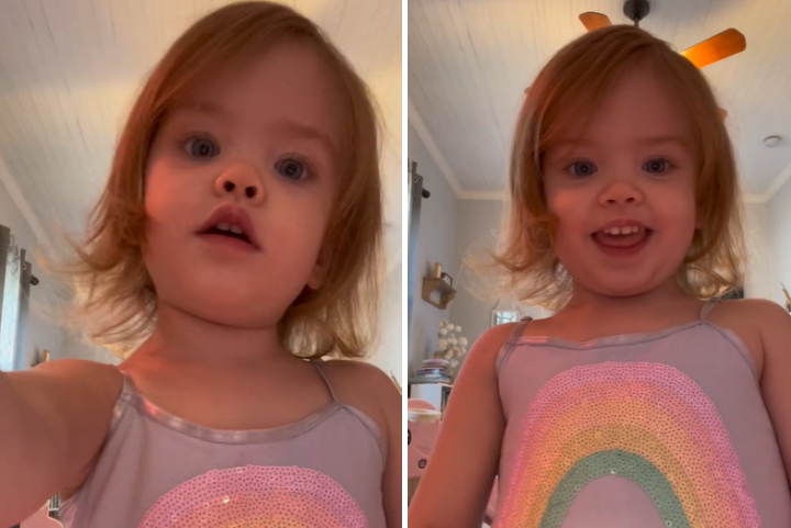 little girl realizes pretty girl is HER