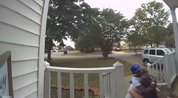 neighor comforts woman crying on porch mom died