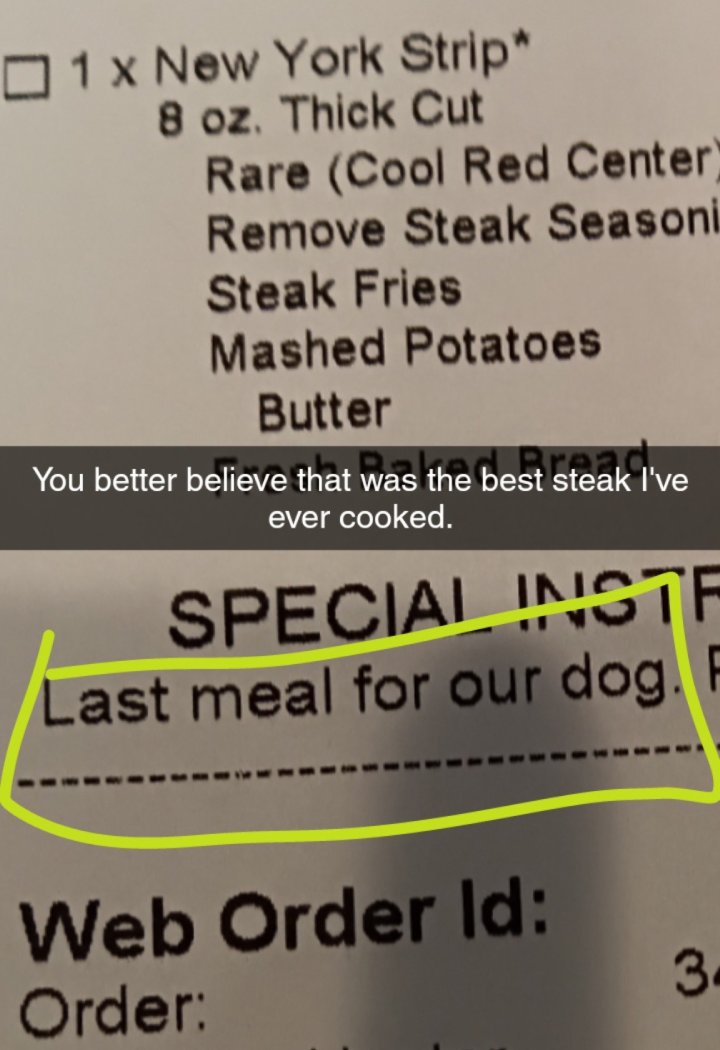 last meal for dog steak