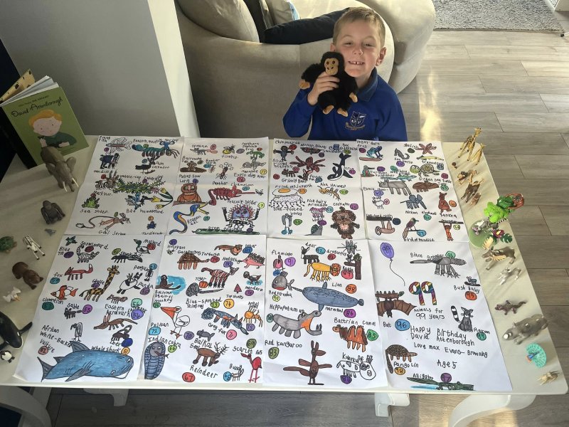 boy draws 99 animals for David Attenborough