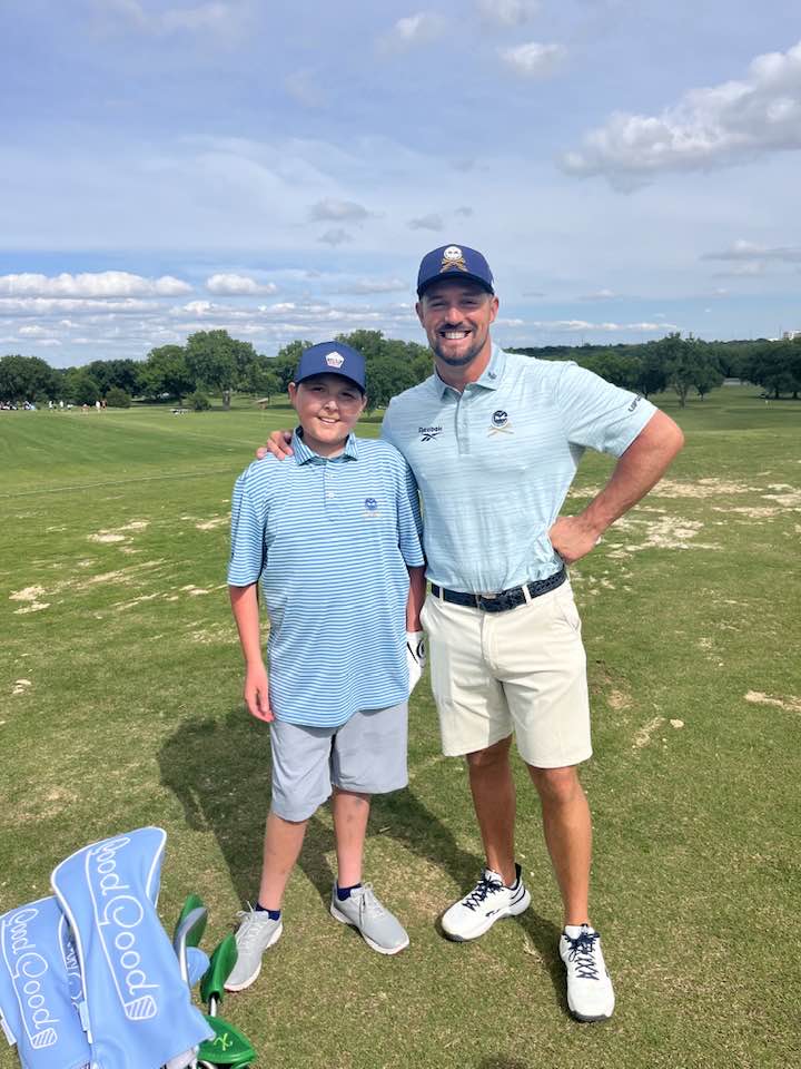 Bryson DeChambeau golfs with kid cancer
