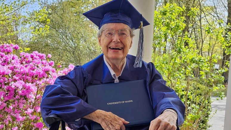 woman graduates Maine 88 years old Joan Alexander