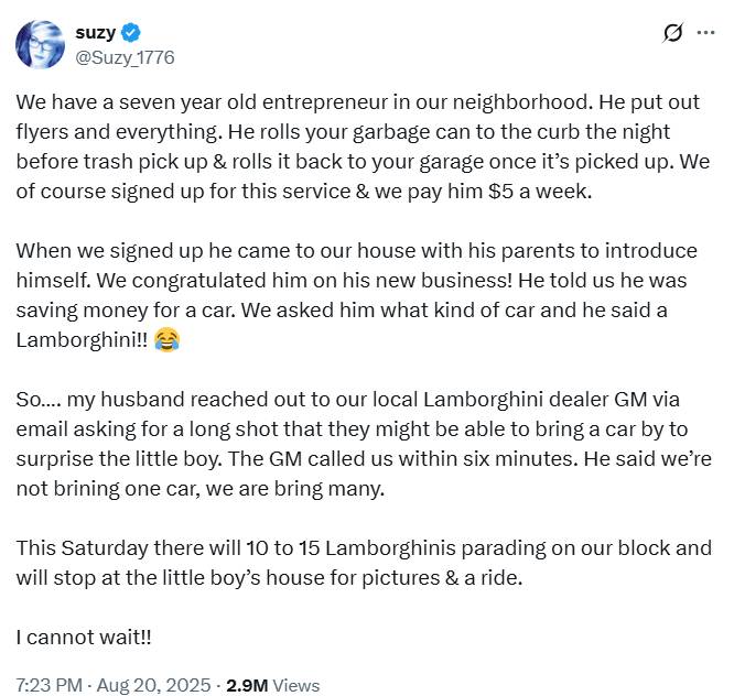 boy Lamborghini parade