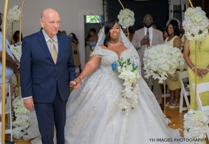 landlord walks bride down aisle