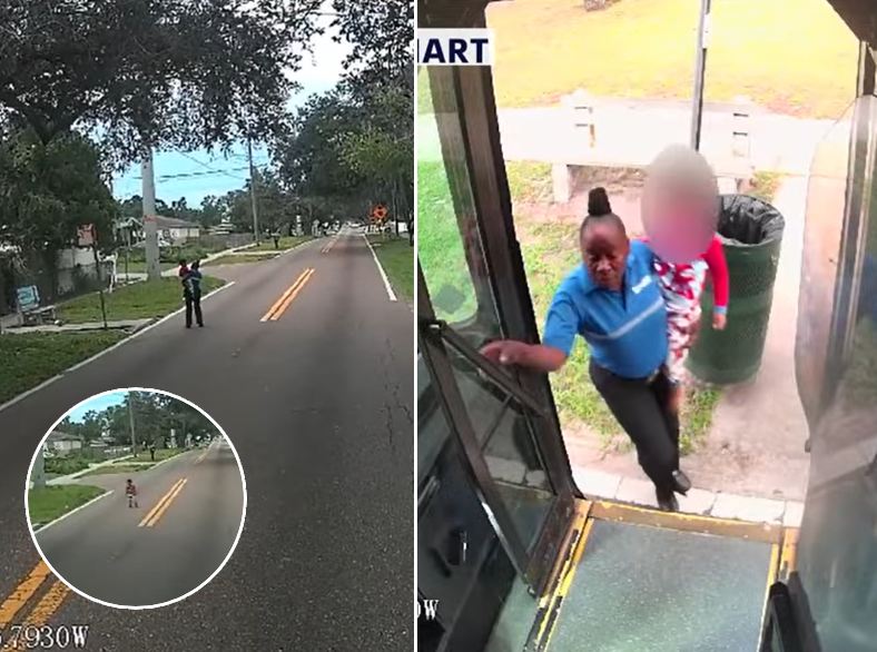 bus driver rescues child middle of the road