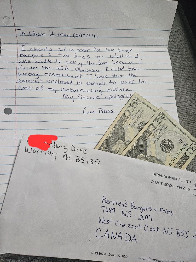 apology letter from Alabama to burger restaurant