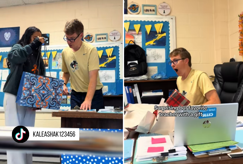 students surprise teacher Vans